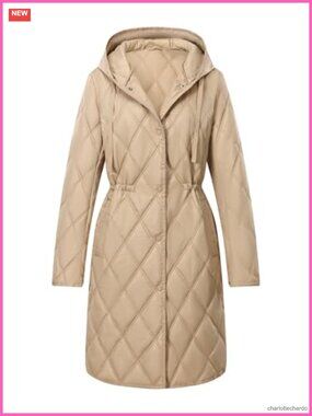 Women's Quilted Lightweight Long Puffer Jacket Hooded Winter Coat
